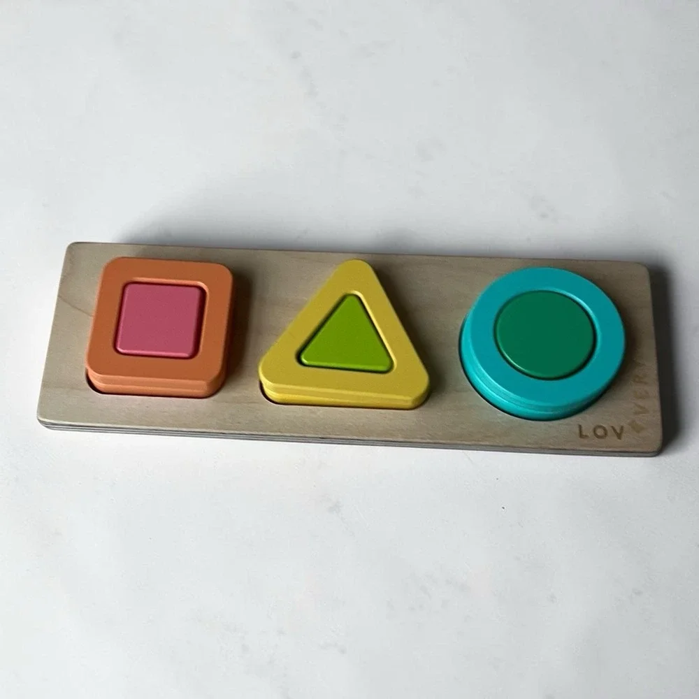 Lovevery Geo Shapes Wooden 3D Toddler Puzzle The Realist Play Kit Montessori Toy